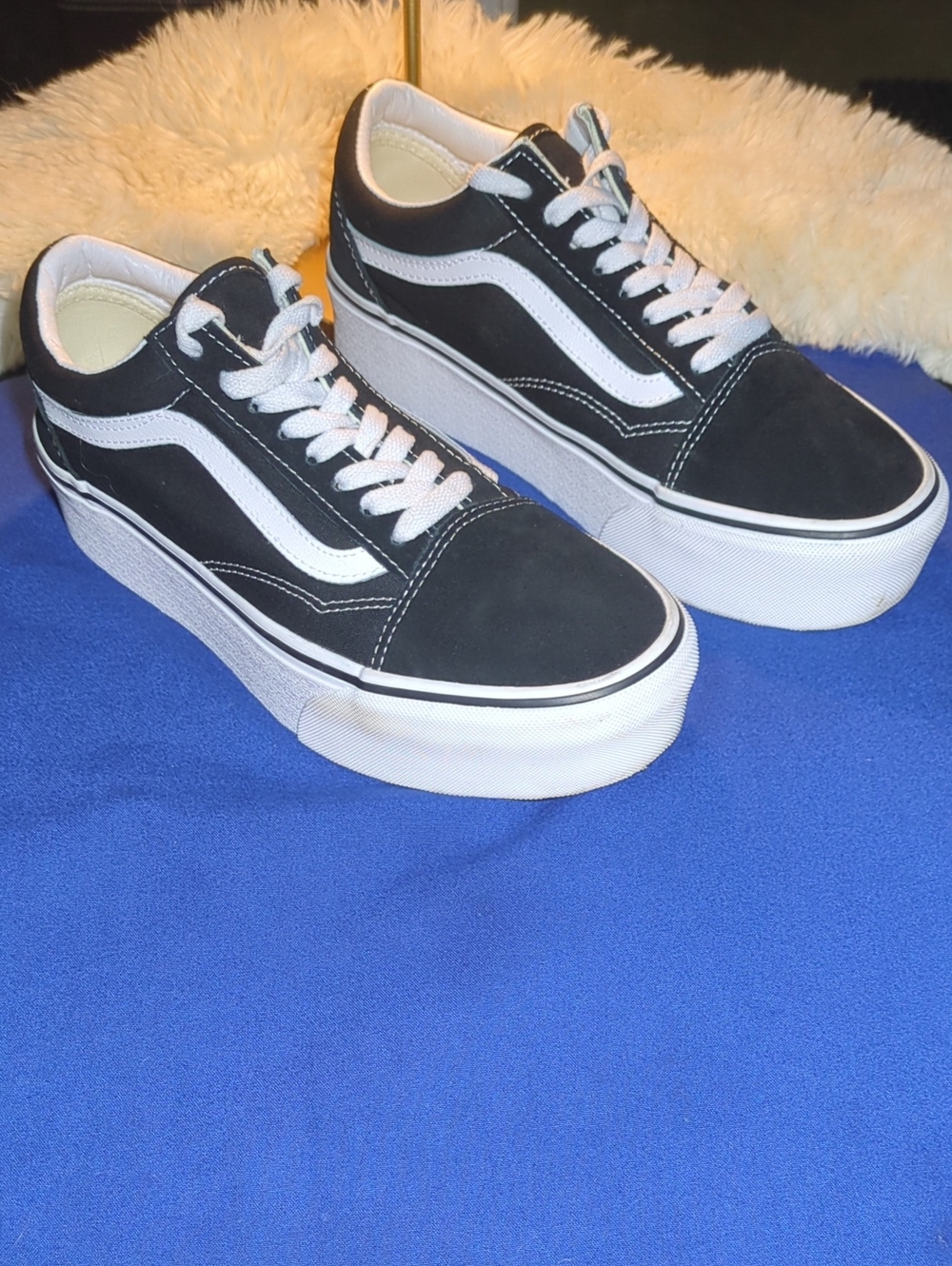 Vans Old Skool Stack Form Unisex Shoes M7 W8. 5 Suede Canvas Black/ White $45